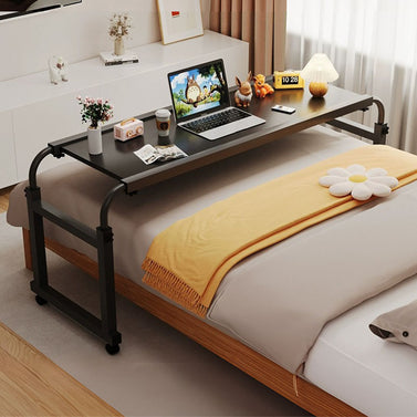 120x45cm Black Cross Bed Movable Desk Table w/ Adjustable Length & Height