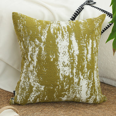 50cm Throw Pillow White and Olive Green Plush Polyester Fiber