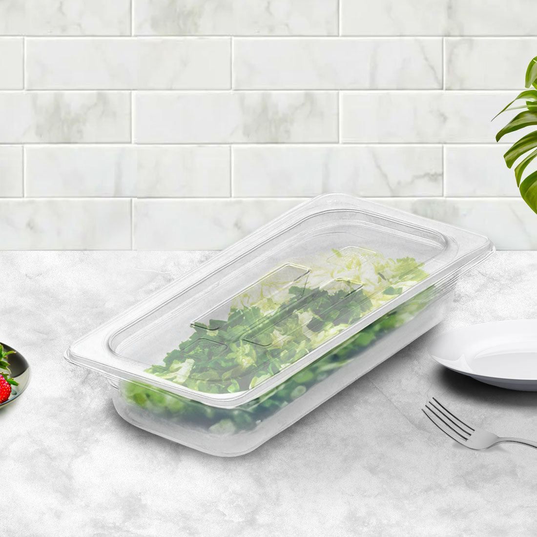 65mm Clear GN Pan 1/3 Food Tray with Lid