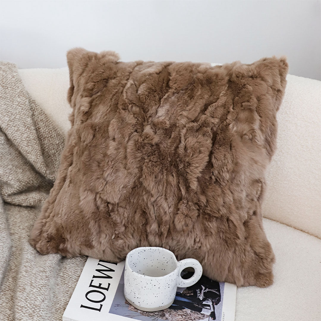 SOGA 50cm Luxurious Brown Faux Fur Plush Textured Throw Pillow