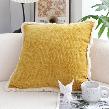 50cm Throw Pillow Turmeric Yellow Aesthetic Chenille Texture