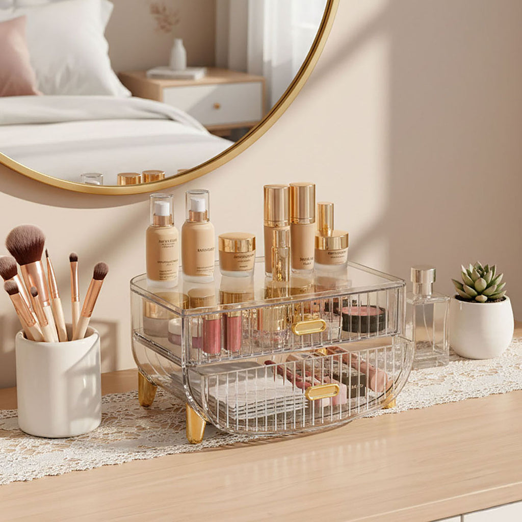 2 Tier Transparent Multifunctional Countertop Cosmetic Storage Organiser