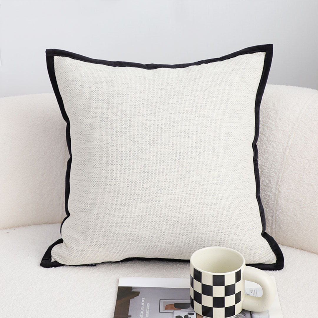 SOGA 50cm Classic Natural Linen Black Piped Edge Decorative Throw Pillow
