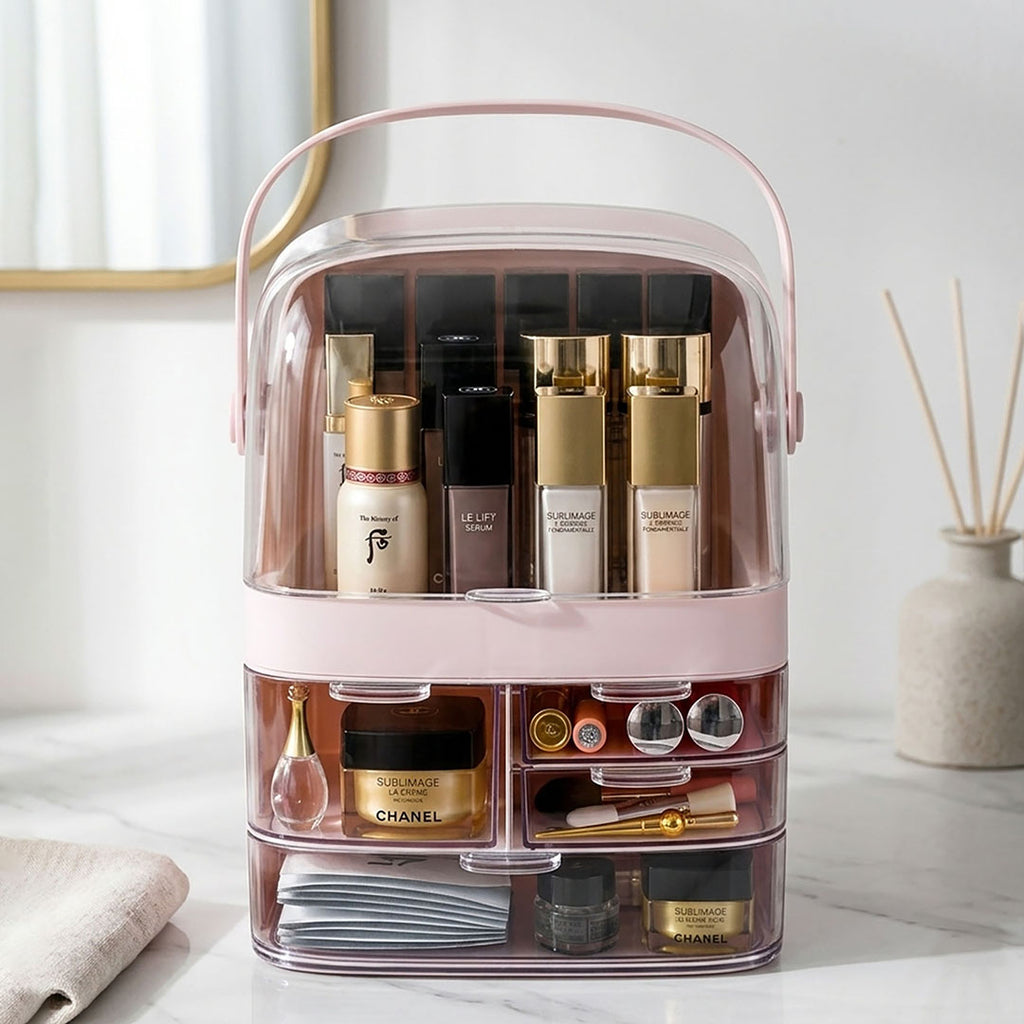3 Tier Pink Countertop Cosmetic Storage Organiser