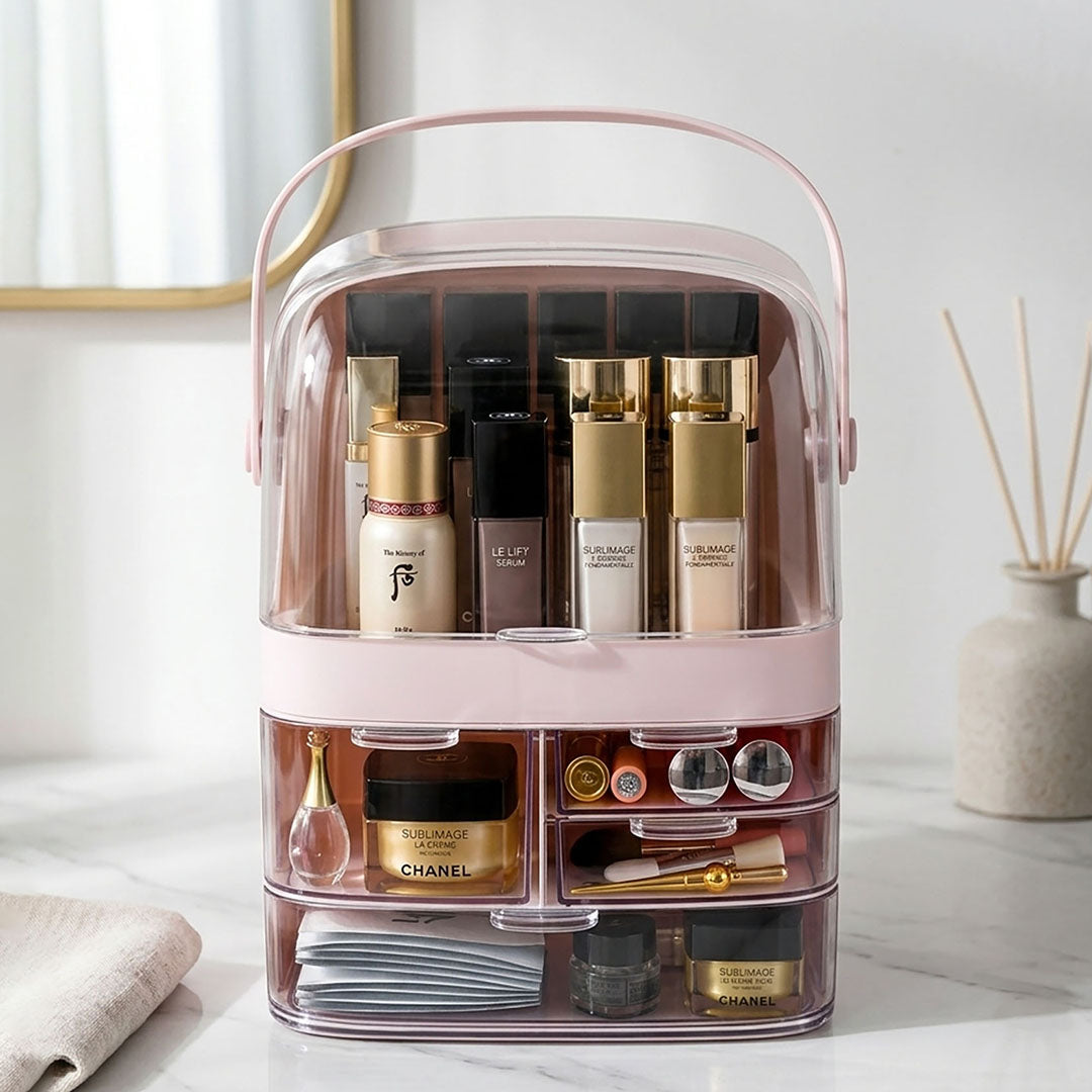 3 Tier Pink Countertop Cosmetic Storage Organiser
