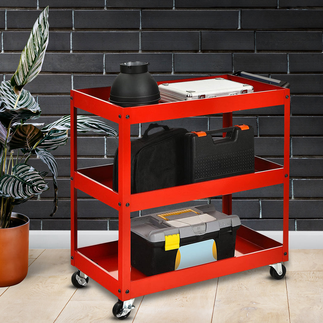 3 Tier Tool Storage Cart Red