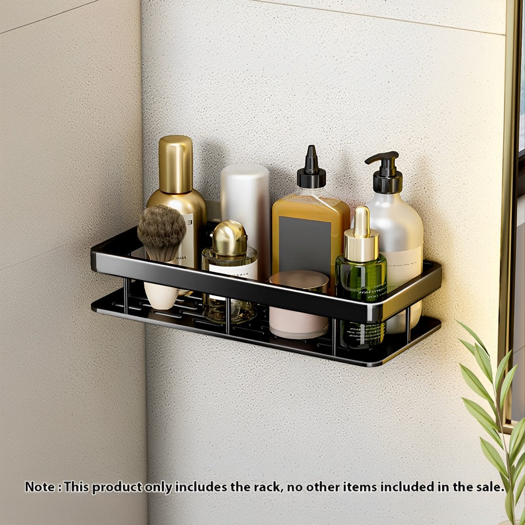 Black Wall-Mounted Rectangular Bathroom Rack