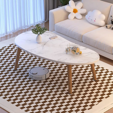 SOGA 80x40cm White Stone Pattern Living Room Nordic  Coffee Table Modern Style