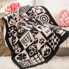 130x160cm Throw Blanket  Black and White