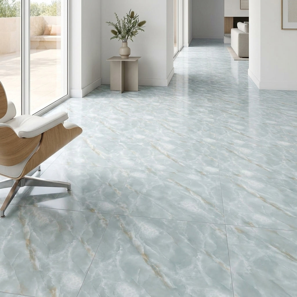 SOGA Peel & Stick Floor and Wall Tiles 60 x 60cm 10 Pack Jade Faux Marble