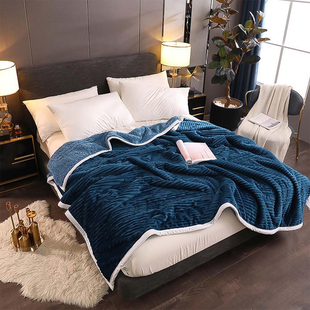 SOGA Throw Blanket Dark Blue