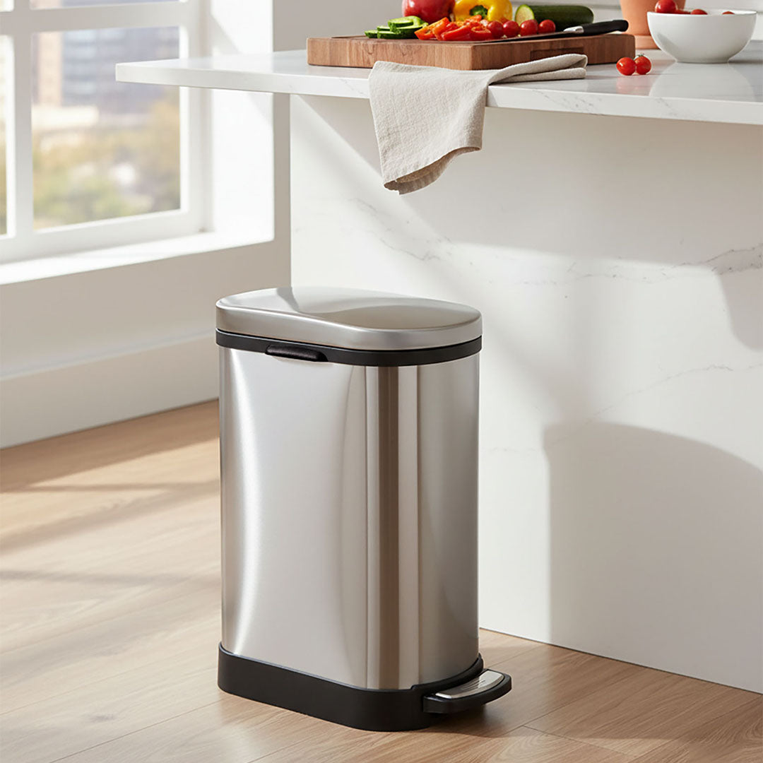 Foot Pedal Stainless Steel Trash Bin 10L