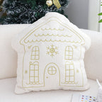 SOGA 45cm Festive White Christmas House Shaped Holiday Throw Pillow