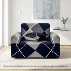 High Stretch 1-Seater Checkered Print Sofa Slipcover