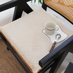 SOGA 45cm Beige Chevron Square Cushion Soft Leaning Plush Backrest Throw Seat Pillow