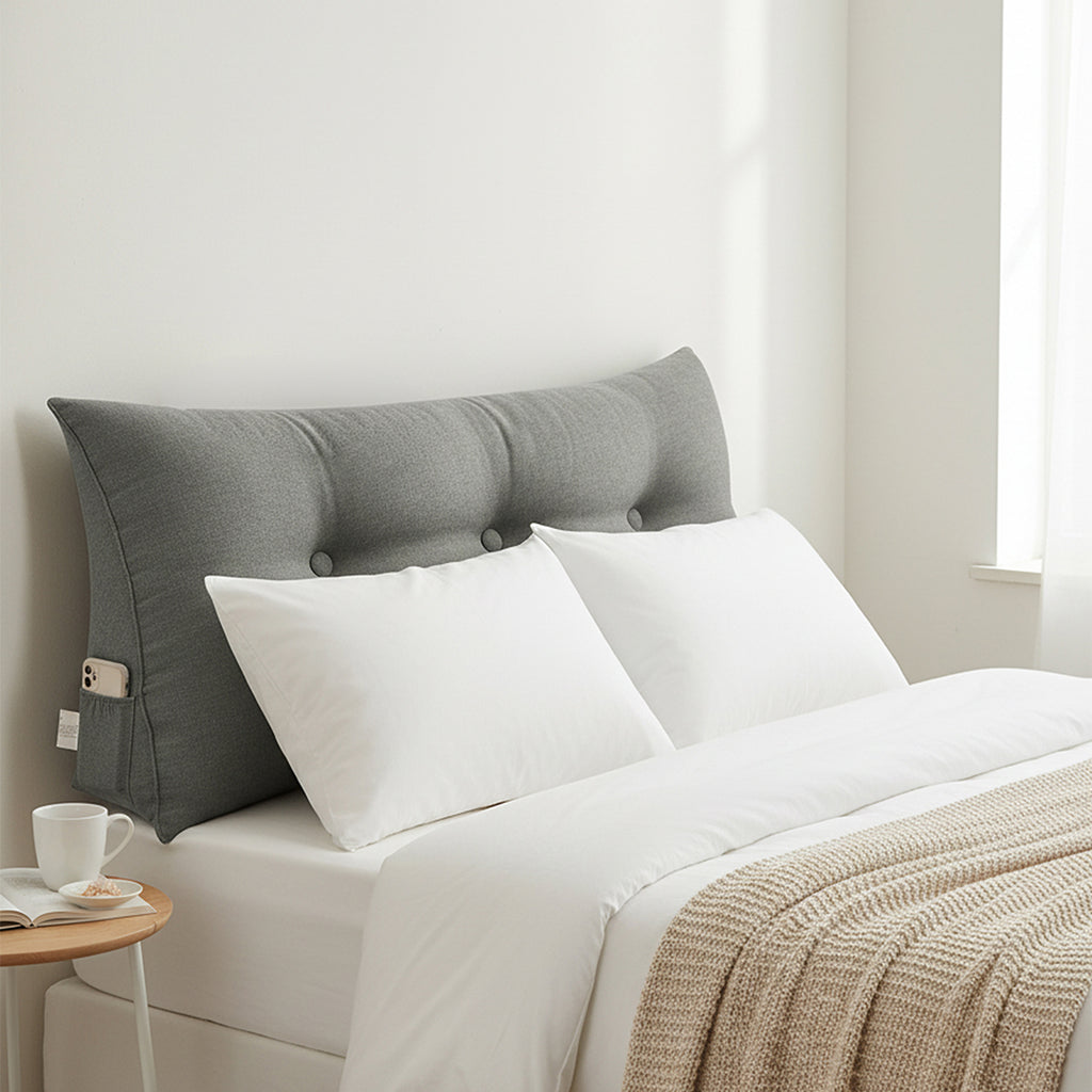 SOGA 100cm Light Grey Wedge Bed Cushion