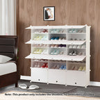 7 Tier 3 Column White Shoe Rack Organizer