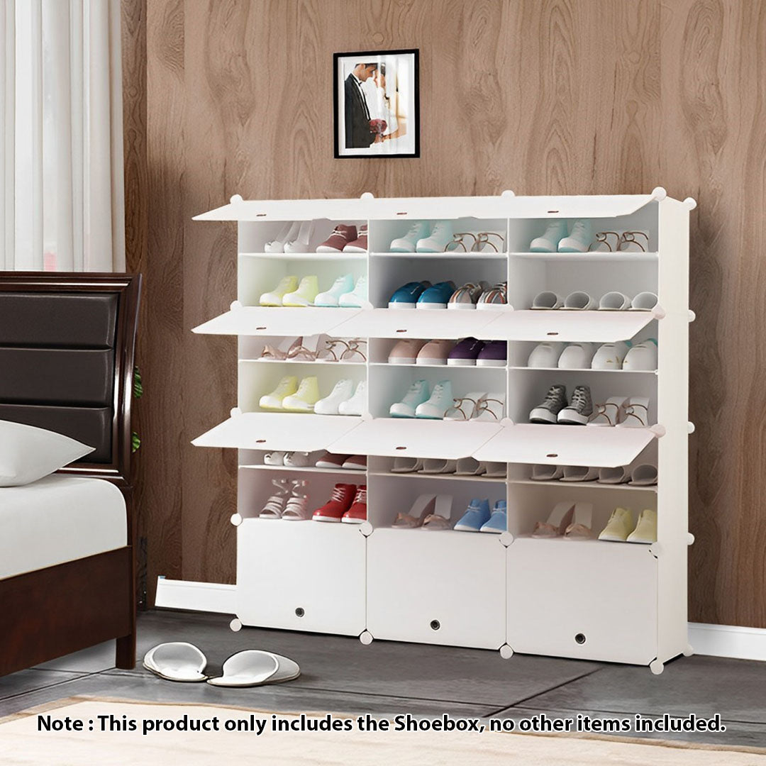7 Tier 3 Column White Shoe Rack Organizer