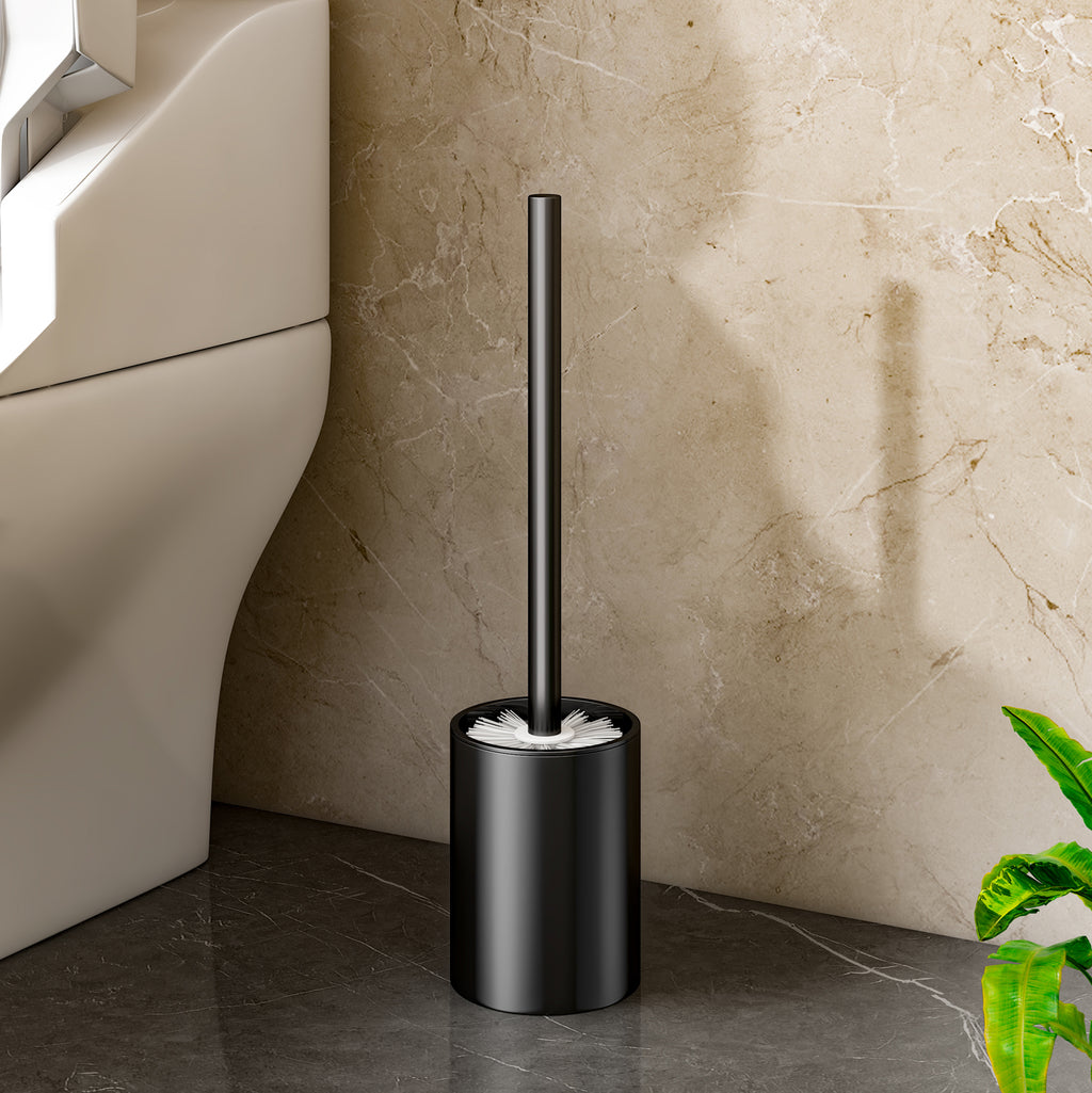 SOGA 27cm Wall-Mounted Toilet Brush – Black with Drain Holes