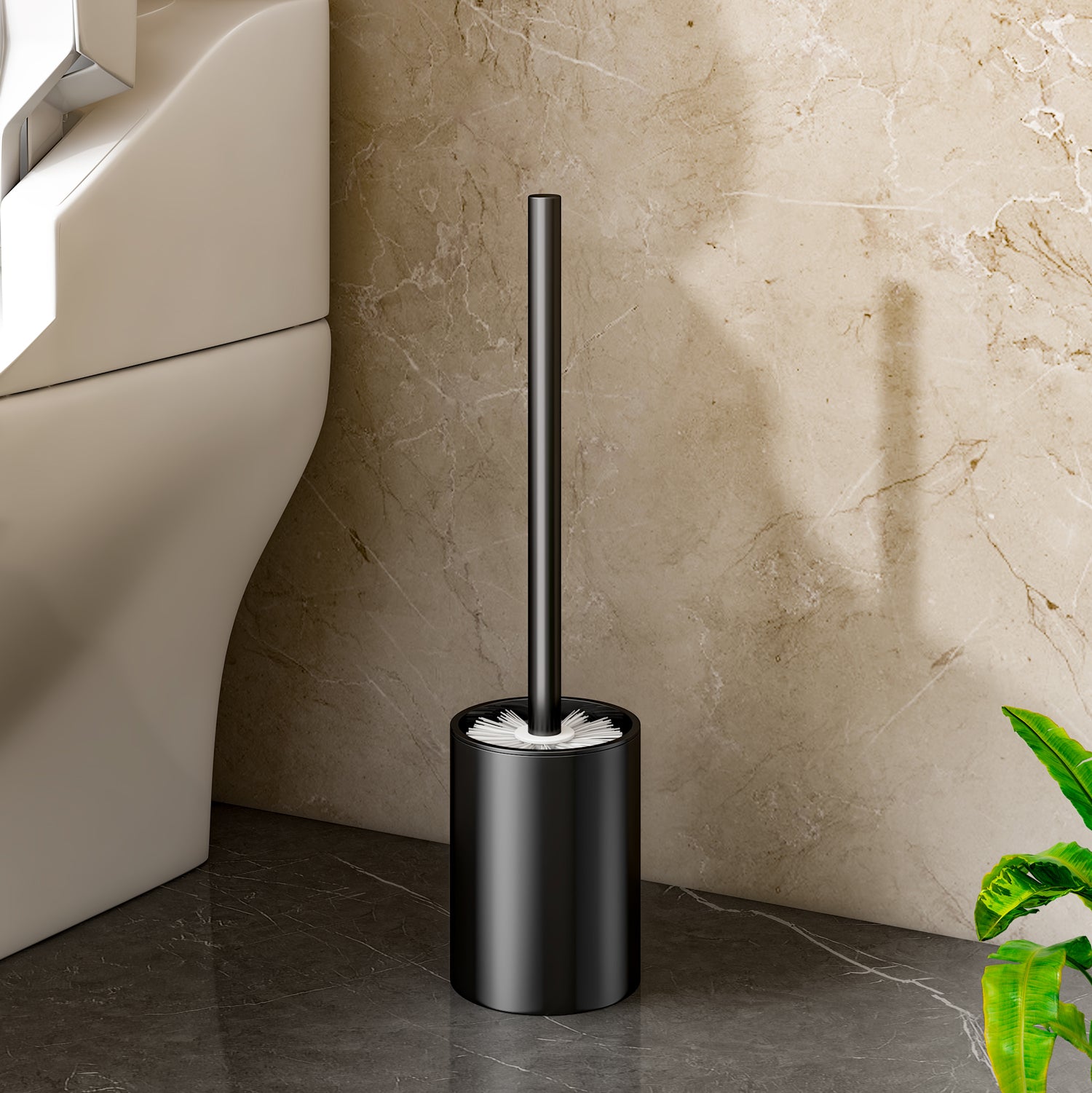 SOGA 27cm Wall-Mounted Toilet Brush – Black with Drain Holes