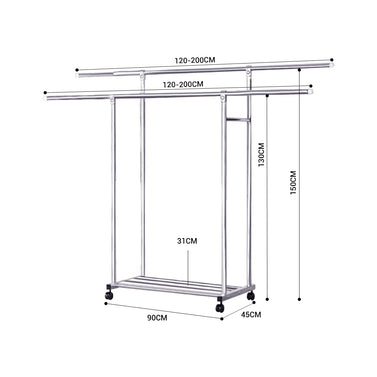 SOGA 200cm Stainless Steel Floor-Standing Clothes Rack - Durable and Space-Saving Laundry Organizer