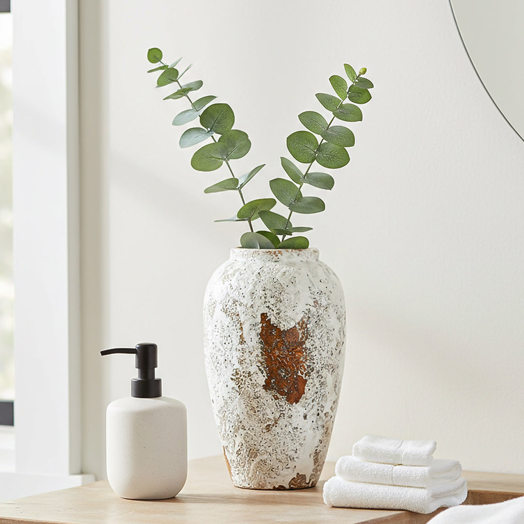 SOGA 30x19cm Gradient White Medium Ceramic Flower Vase Elegant Living Room Home Decor
