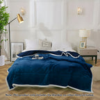 SOGA Navy Blue Throw Blanket Warm Cozy Double Sided Thick Flannel Coverlet