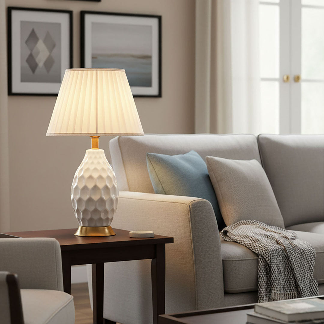 Textured Ceramic Table Lamp White