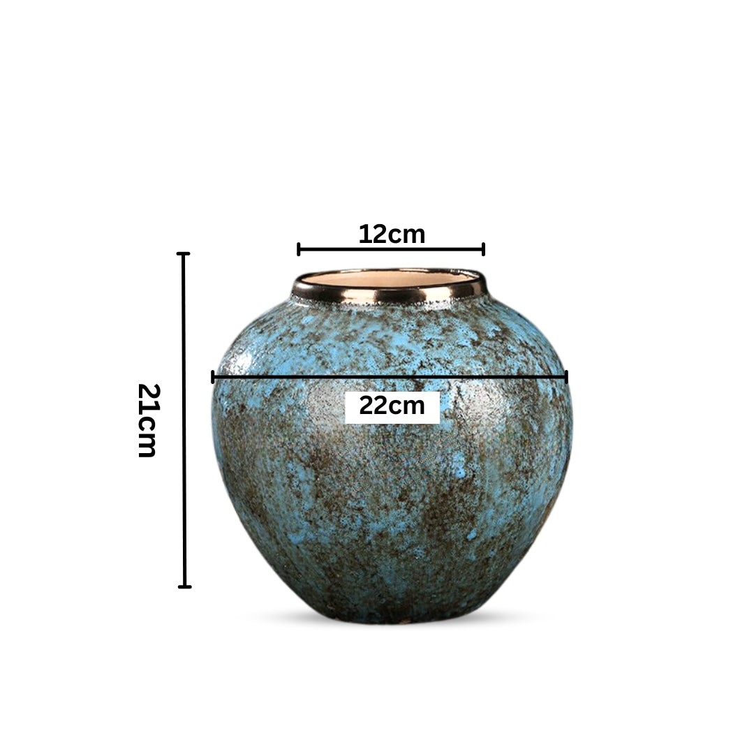 21x22cm Light Blue Small Ceramic Flower Vase Elegant Living Room Home Decor