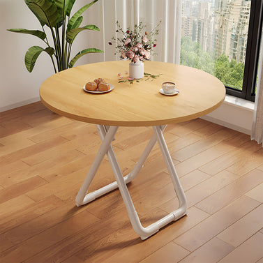 80cm Wood Color Round Table with White Legs