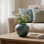 21x22cm Light Blue Small Ceramic Flower Vase Elegant Living Room Home Decor