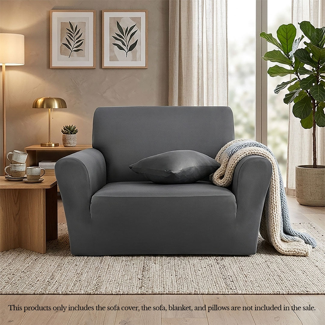 High Stretch 1-Seater Grey Sofa Slipcover