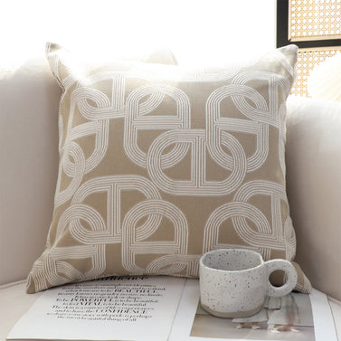 SOGA 50cm Throw Pillow Beige Interlocking Geometric Pattern Modern Accent