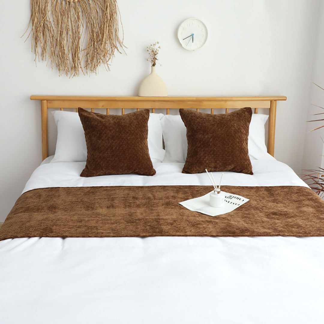 70cm Brown Vintage Bed Scarf Runner Bedding Tail Pad Flag For Home Hotel Set of 3