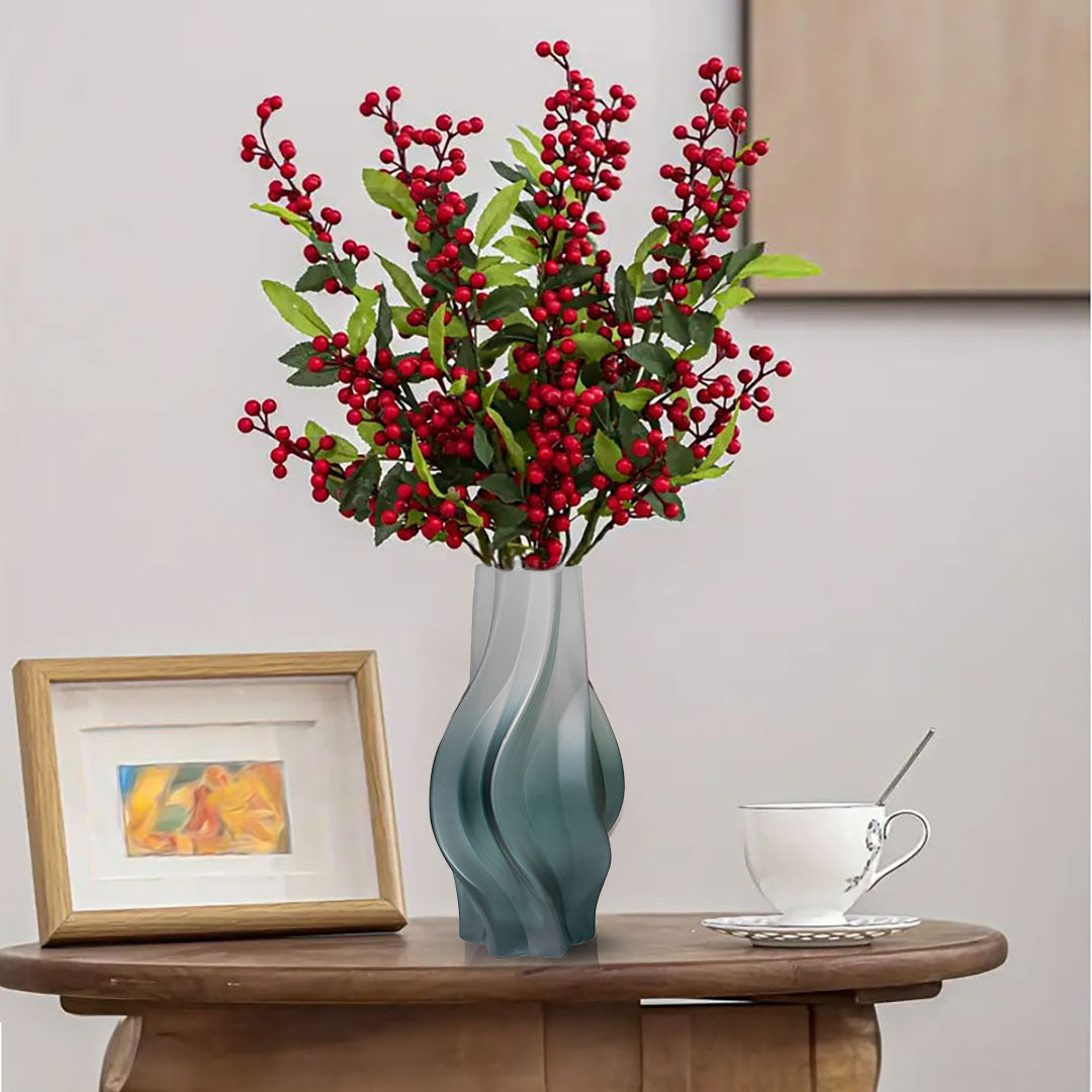 32cm Glass Vase Blue with Beautiful glass Bubble Texture Art Vases
