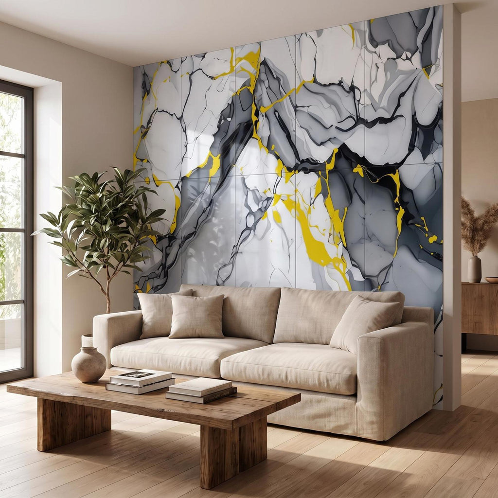 SOGA Peel & Stick Floor and Wall Tiles 30 x 60cm 10 Pack Blue Agate Faux Marble