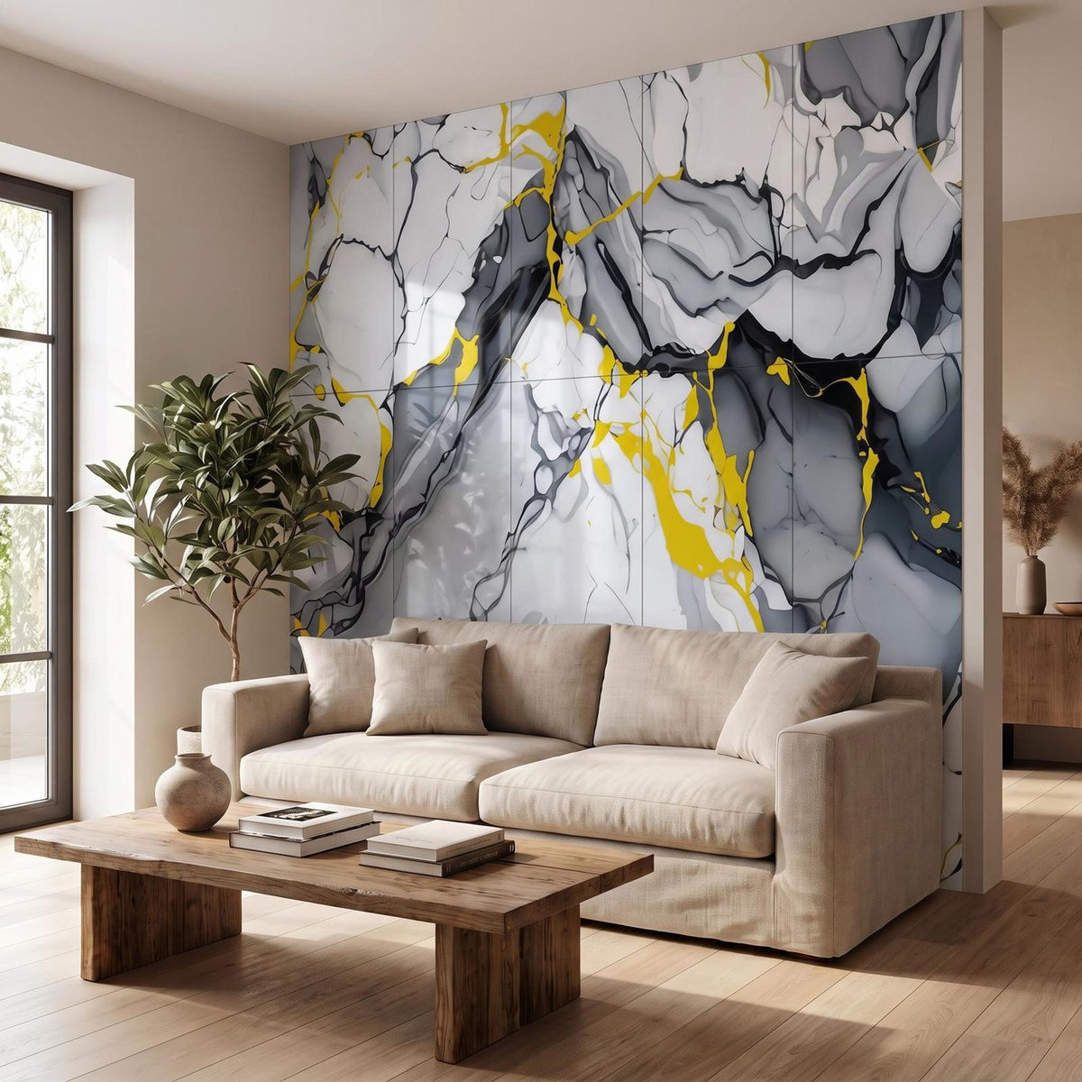 SOGA Peel & Stick Floor and Wall Tiles 30 x 60cm 10 Pack Blue Agate Faux Marble