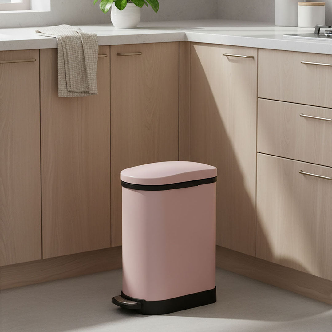 Foot Pedal Stainless Steel Trash Bin 10L Pink