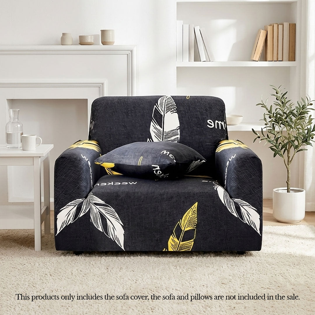 High Stretch 1-Seater Feather Print Sofa Slipcover