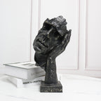 SOGA 29cm Black Resin Sculpture Resting Face on Hand Design Modern Art for Home Décor