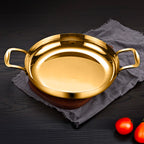 28cm Flat Base Seafood Dry Pot Gold Color for Kitchen Essential