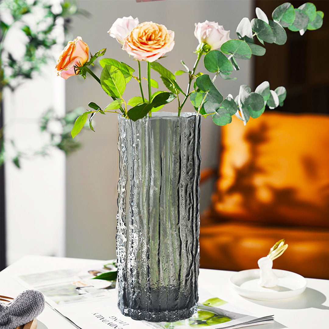 SOGA 30.5cm Handcrafted Grey Glass Vase Classic Design for Home Decor