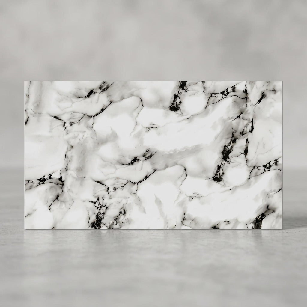 SOGA Peel & Stick Floor and Wall Tiles 30 x 60cm 10 Pack Black White Faux Marble