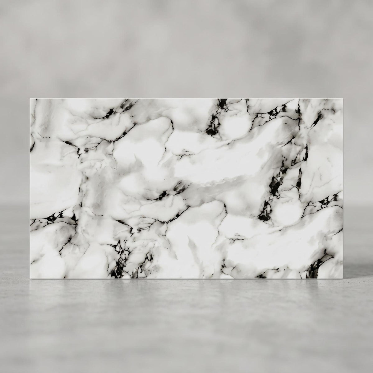 SOGA Peel & Stick Floor and Wall Tiles 30 x 60cm 10 Pack Black White Faux Marble