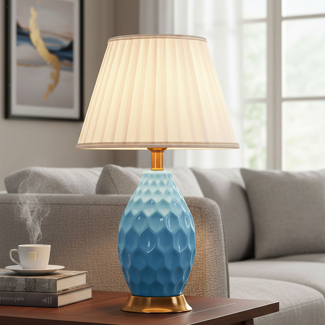 Textured Ceramic Table Lamp Blue
