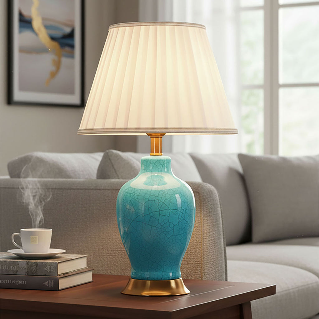 Ceramic Oval Table Lamp Blue