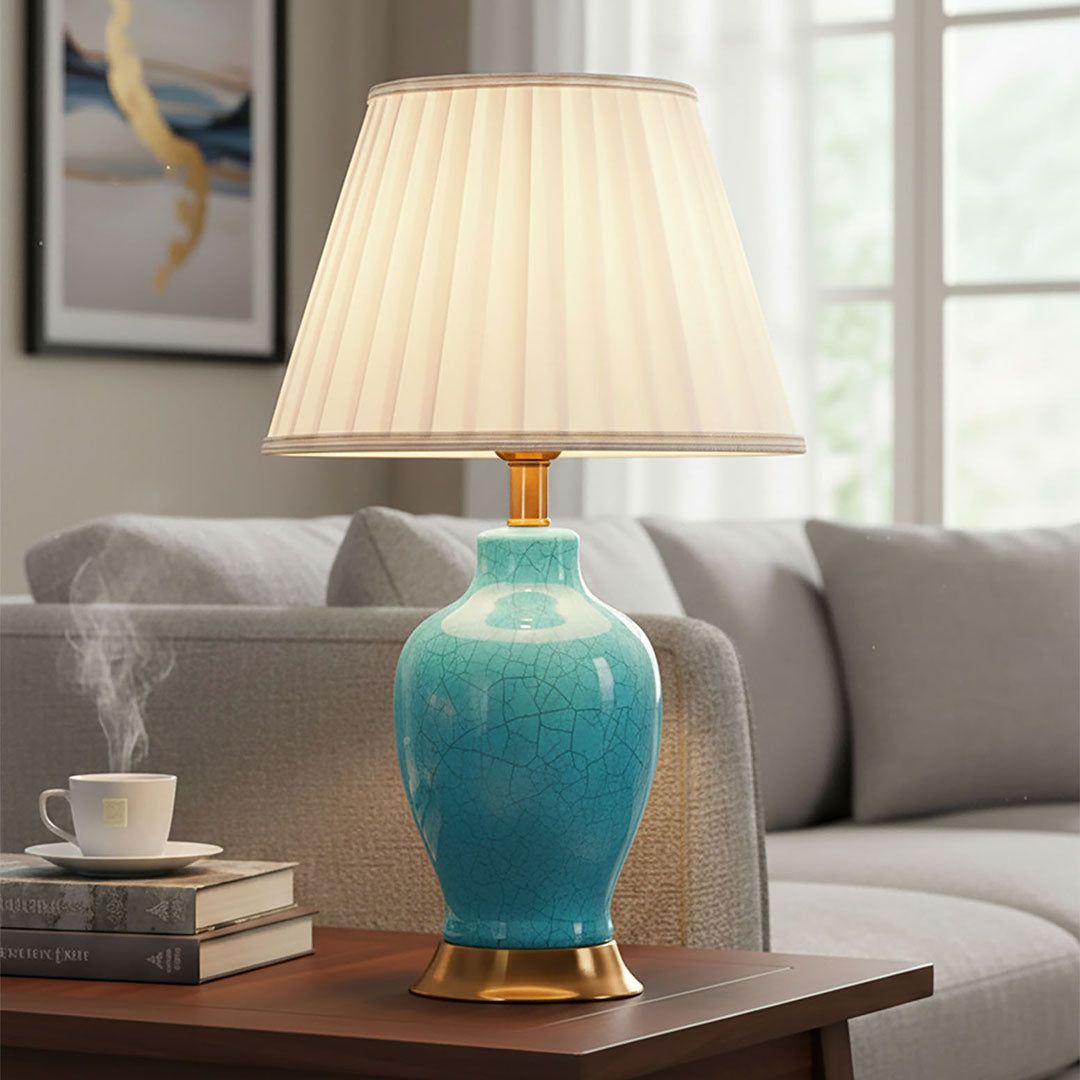 Ceramic Oval Table Lamp Blue