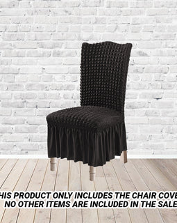 Black Chair Cover Seat Protector with Ruffle Skirt