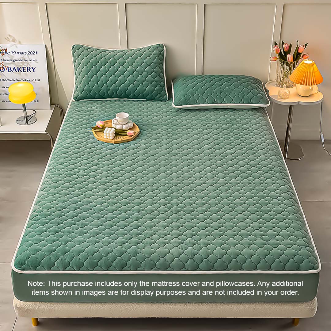 183cm Green Wide Mattress Cover Clover Design