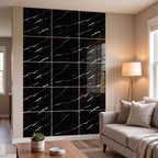 SOGA Peel & Stick Floor and Wall Tiles 30 x 30cm 10 Pack Black Faux Marble